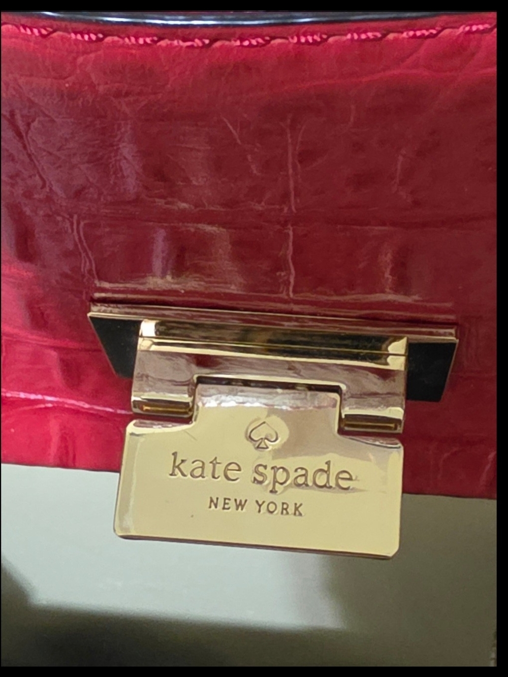Kate Spade Red Embossed Crossbody Bag with Gold Lock - Picture 4 of 13